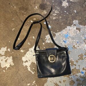 Michael Kors Black Crossbody Bag with Gold Hardware